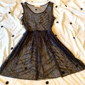 Sheer bead detailed dress